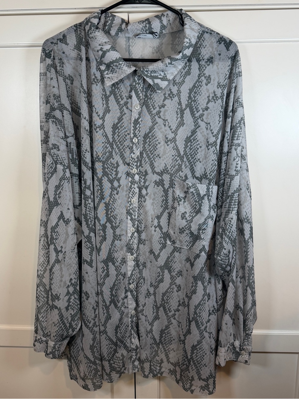 ASOS Snake Print Sheer Button Down Blouse Oversized US 26